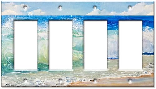 Miniatura 15 de Art Plates - Placa decorativa de pared metálica dúplex eléctrica - Cubierta de salida de 1 banda - Pintura de playa (fabricada en EE. UU.)