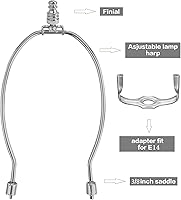 Vista 3 de Soporte para arpa de lámpara para mesa y lámparas de pie, 2 juegos de pantallas desmontables resistentes con montura estándar de 3/8 y remates