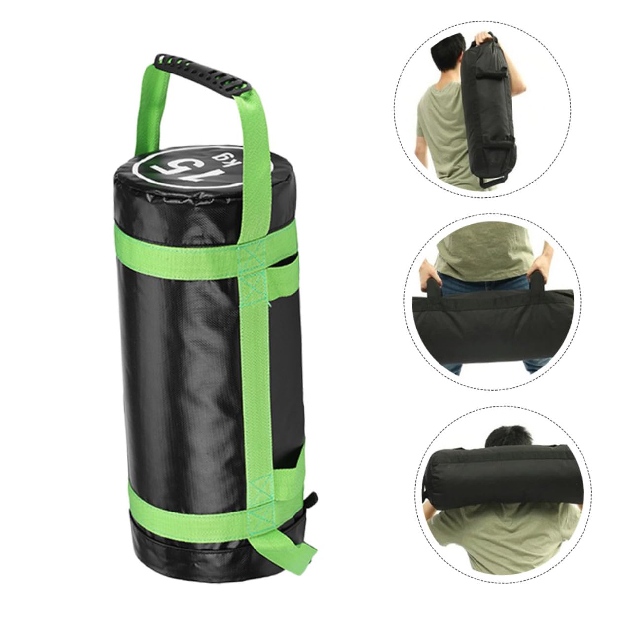 Beavorty Sandsack Kraft Power aus in Stoff PVC Tasche Trainings mit und Griffen Grün zur Steigerung der für Fitness und Krafttraining im Sport und Exercise