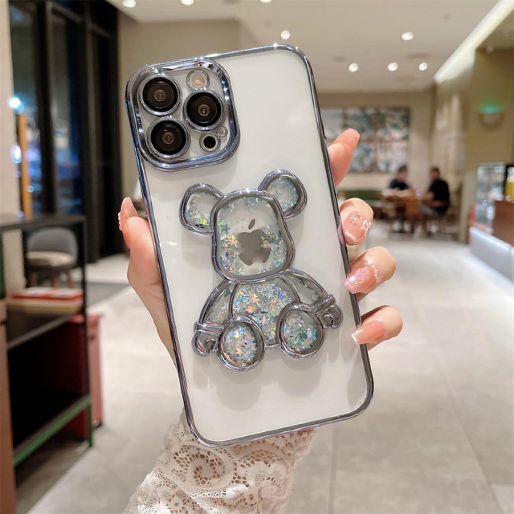 Coque iPhone 15 Plus bleu ciel à paillettes avec protection objectif - 8