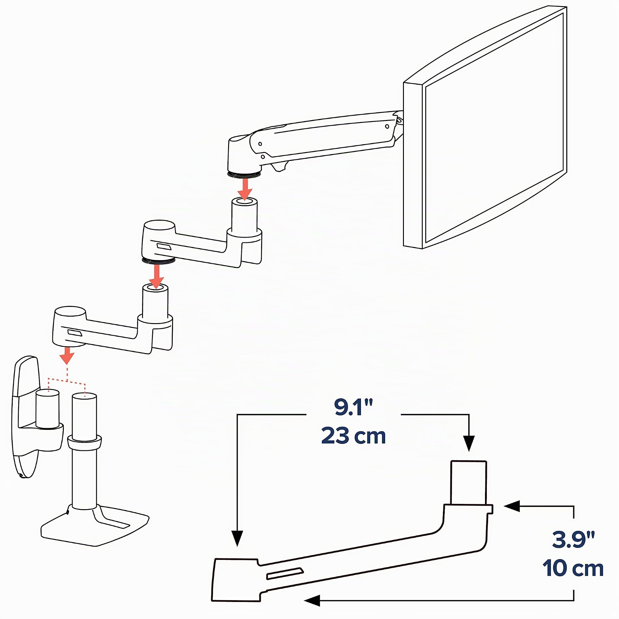 Ergotron LX Extension Bright White Wall