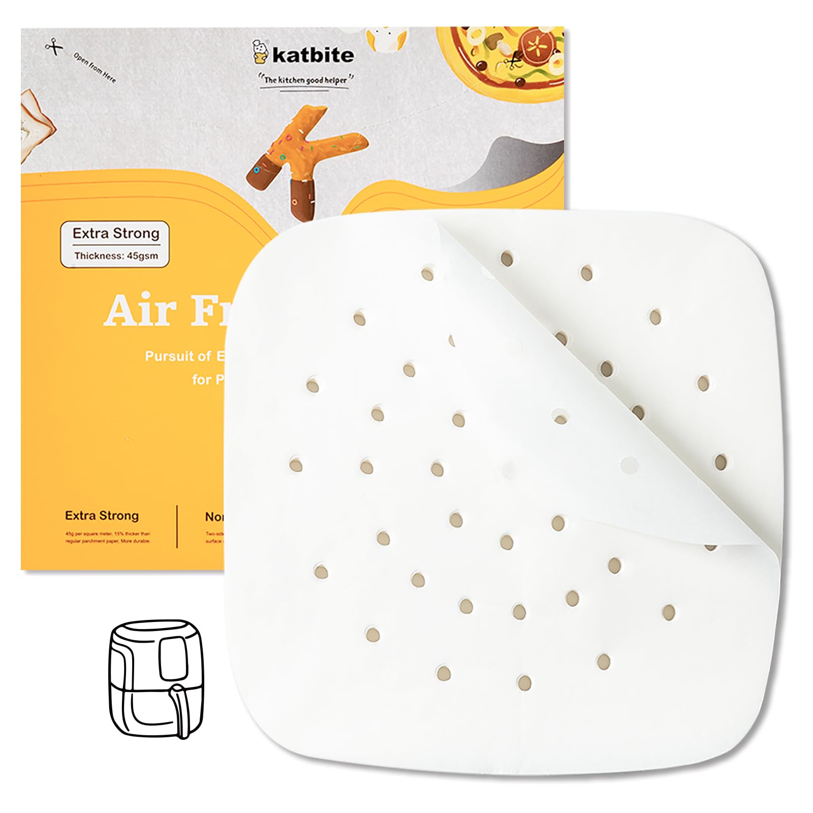 Katbite 120 PCS Air Fryer Liners Parchment Paper 16.5 cm Perforated