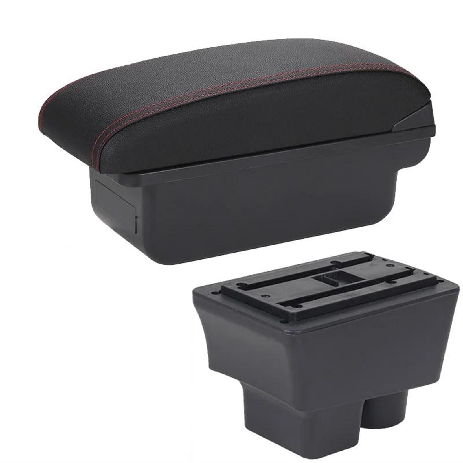 NOHEEU Car Armrest Box Retrofit Parts Storage Interior Accessories For Fabia II 2008-2014(C1 Black red NO USB)