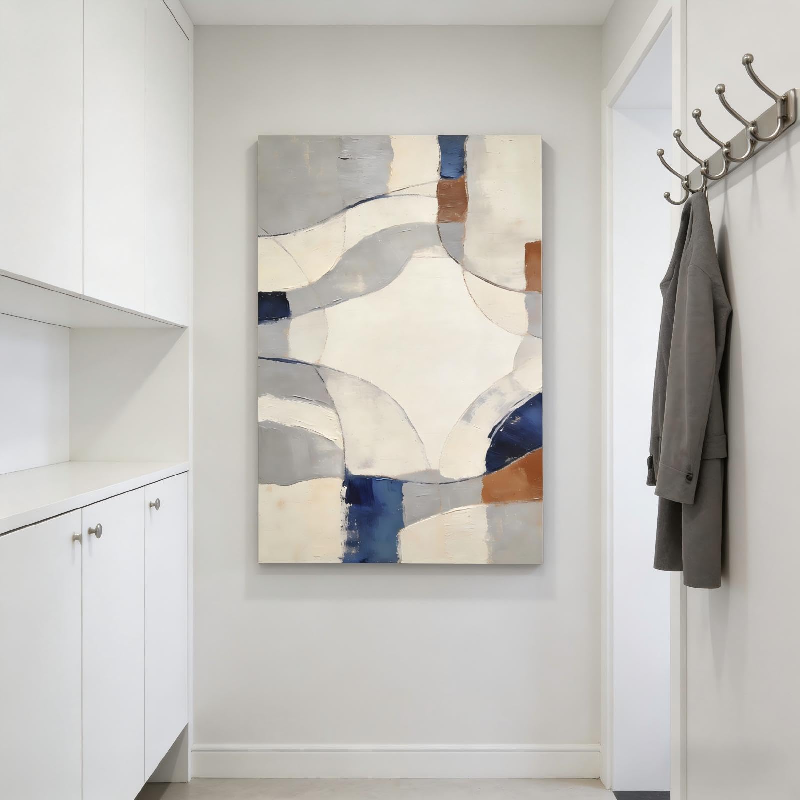Rgsixiot Internal Frame Canvas Wall Art Abstract Geometric Vertical Neutral Shapes
