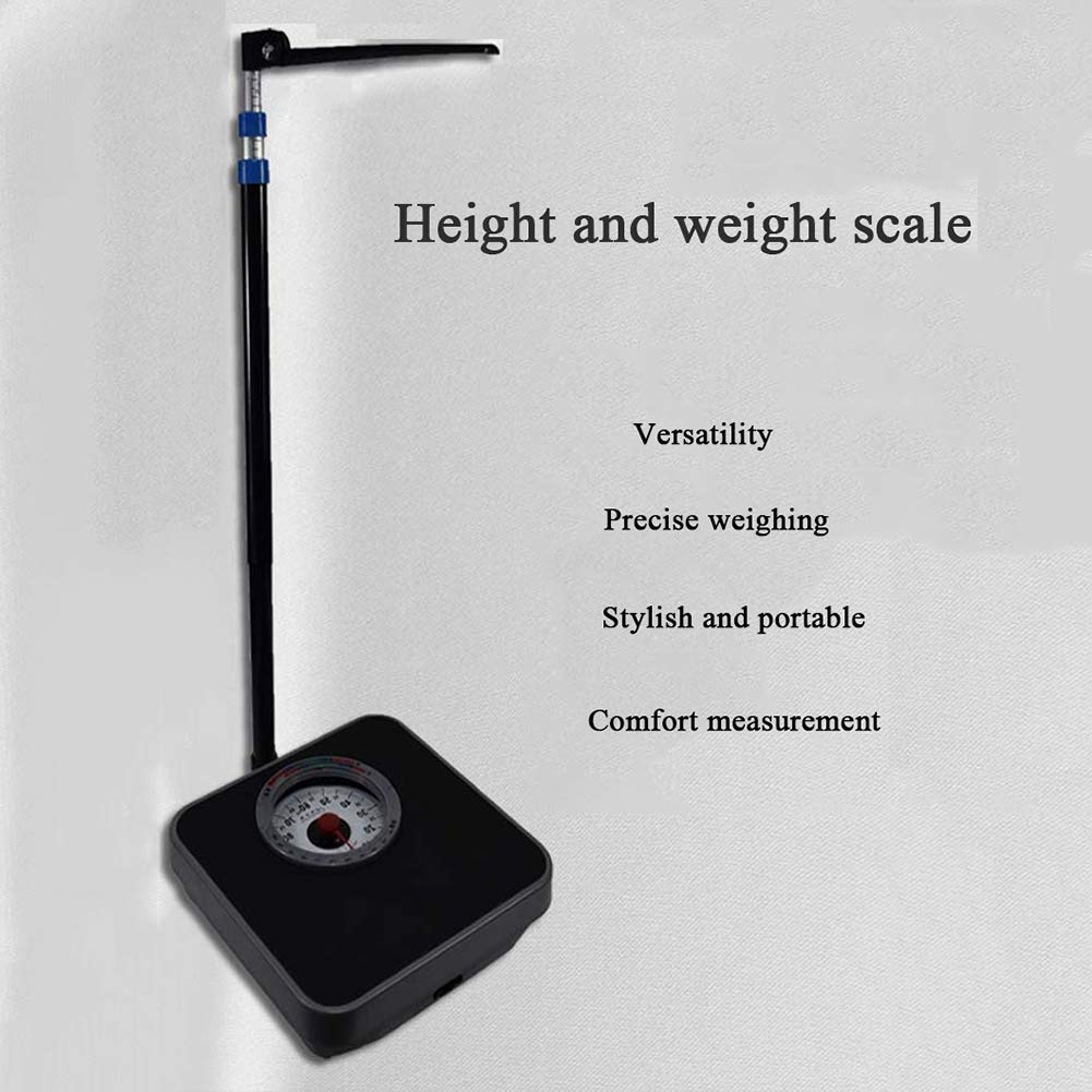 Pèse Personne mécanique Balance de Salle de Bain mécanique avec toise, Hauteur et Poids, Balance de Mesure de précision, Cadran analogique sans Batterie, 120kg / 190cm, Convient pour l'école, l'hôpi