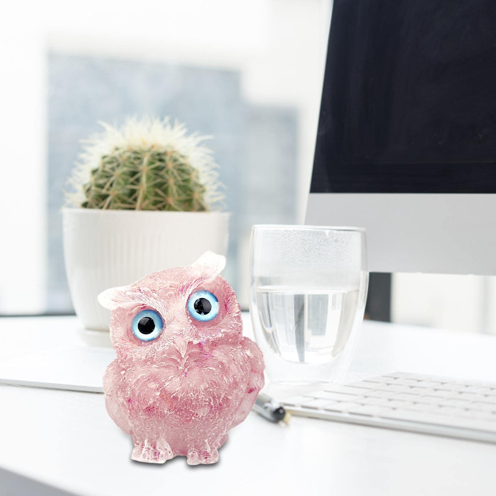 Figurine Chouette Chouette En Cristal Réaliste - Décoration Hibou - Statue En Pierre Sculptée à La Main - Pour La Maison - Fête D'anniversaire Figurine Hibou