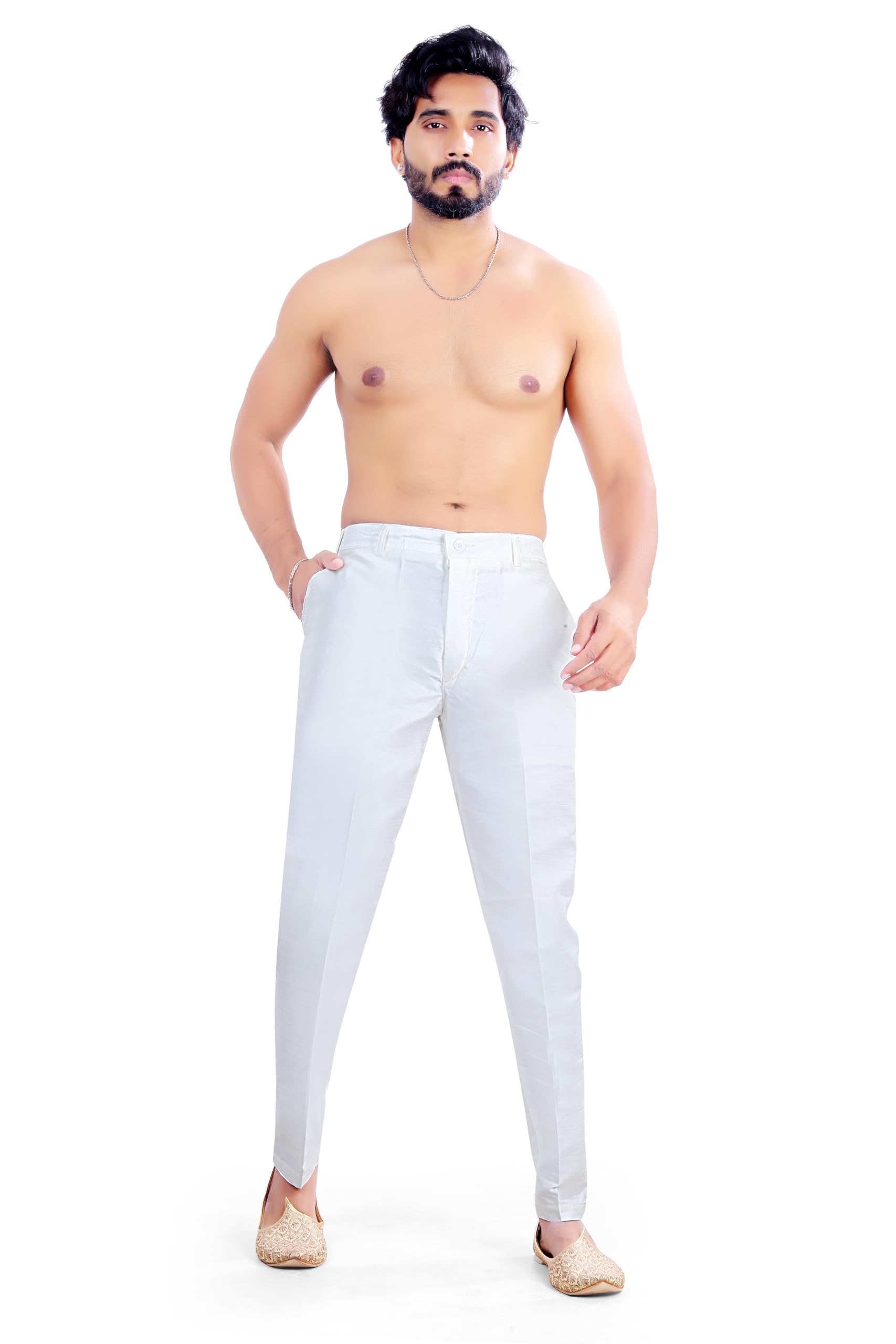 fashtastic Men's Cream (Off White) Silk Pant Style Pajama/Silk Ankle Pant/Ethnic Pant-picture-31