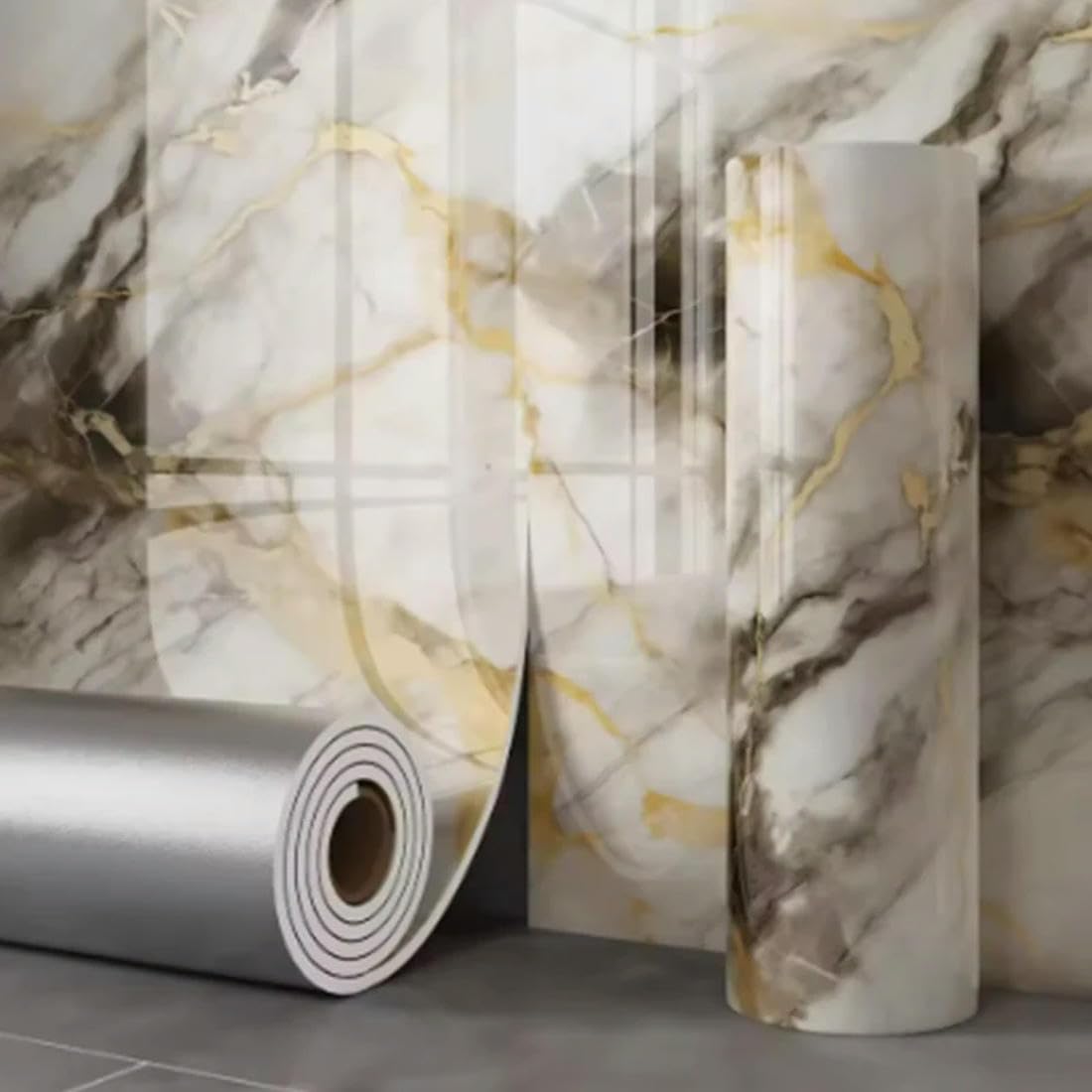 1 Roll Marble Thick Foam Bedroom Wallpaper Imitation Ceramic Tile Self-Adhesive Wallpaper Kitchen Anti Oil Stain Wall Sticker