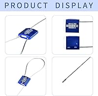 Vista 4 de 100 sellos de cable de acero azul con código de barras, sellos numerados para camiones de alta seguridad, lazos de seguridad autobloqueantes