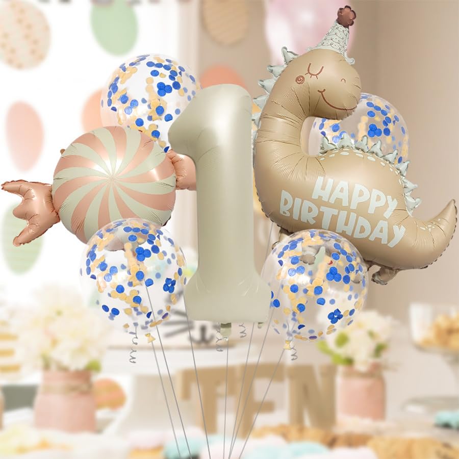 Image of Dinosaur Animal Balloons Nude Dino Birthday Foil Balloons for Dinosaur themed Baby Shower,Girl Boys,Kids Birthday Party Decorations Supplies 2 Pcs 35 Inch