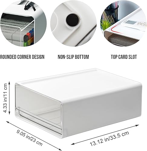 Miniatura 10 de VANRA Organizador de escritorio, organizador de cajones de escritorio, caja de almacenamiento de plástico transparente, organizador de archivos de