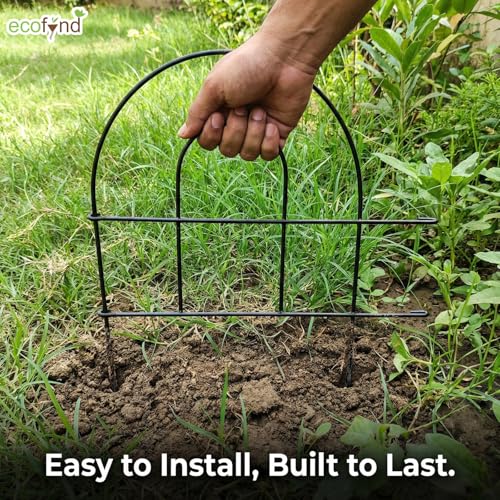 Image of ecofynd (1.5ft H X 5.4ft L) Decorative Garden Fence, 5 Pack Dig Fence Animal Barrier for Dog, Arched Flower Bed Edging, Wire Border Panel for Dogs, Rabbits, Landscape Patio Yard Outdoor Decor, GF9