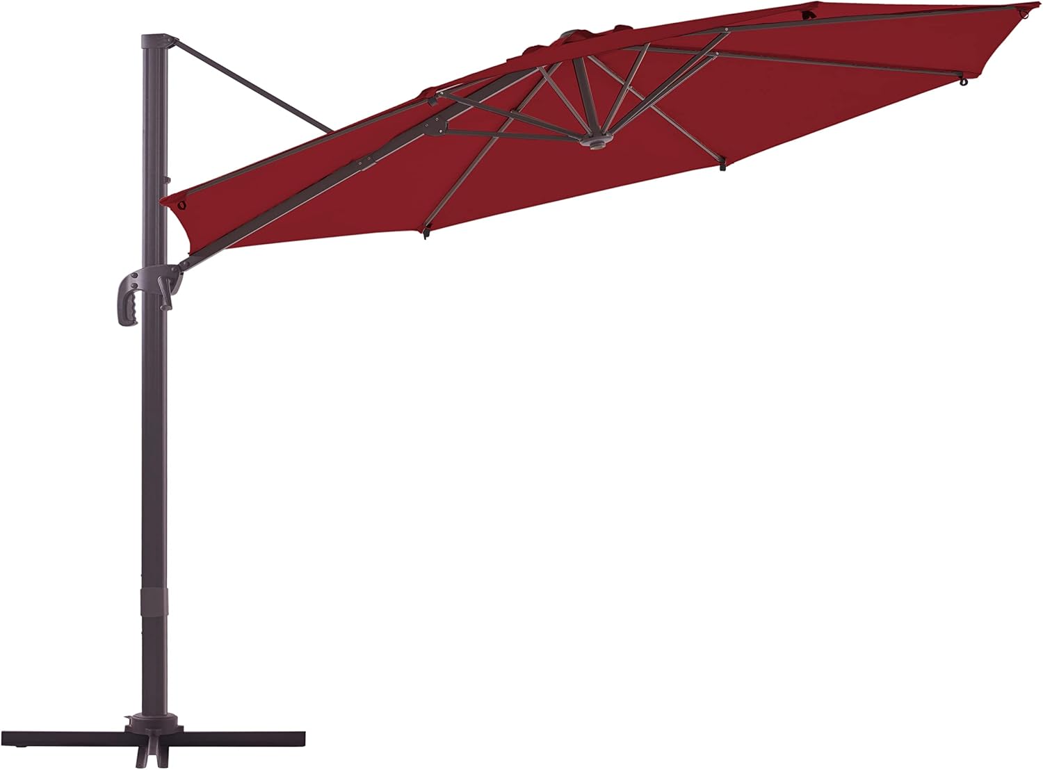 LE CONTE LYON 10 ft. Cantilever Umbrella with 360 Degree Rotation | Outdoor Aluminum Offset Patio Umbrella Market Hanging Umbrellas | Solution Dyed Fabric, 5-level Tilting and Cross Base (Burgundy)