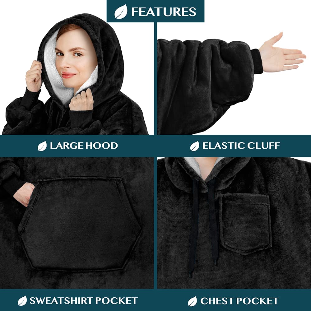 Wenlia Oversized Hoodie Deken Sweatshirt voor Vrouwen, Dikke Flanellen