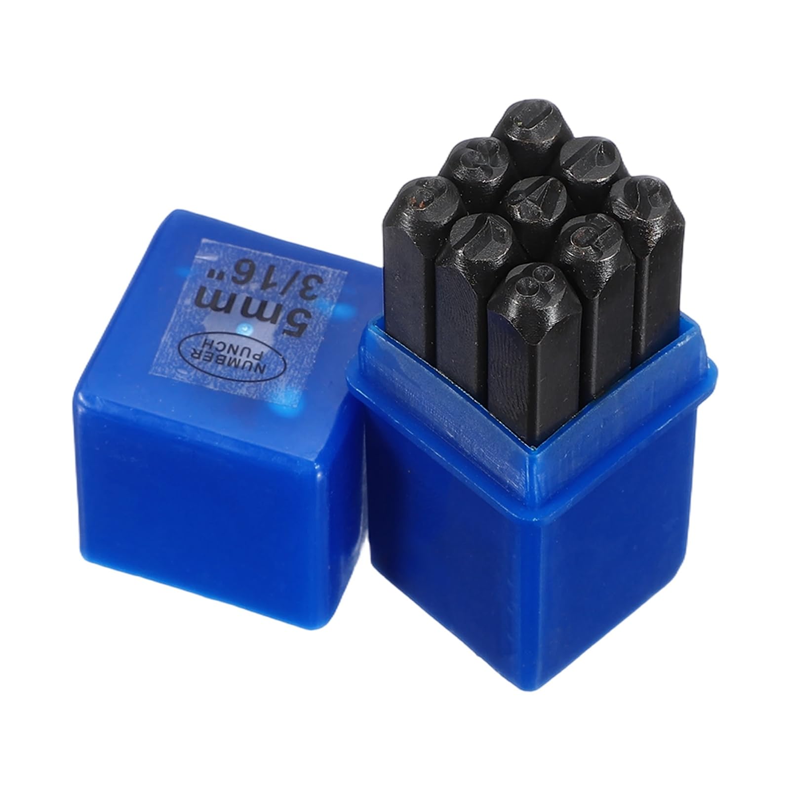 sourcing map 9Pcs Metal Number Stamps Set 13/64" (5mm) 40Cr Number Stamping Kit Hand Stamping Punch Tool Set with Blue Case for Jewelry Making Craft Arts Ring Bracelet