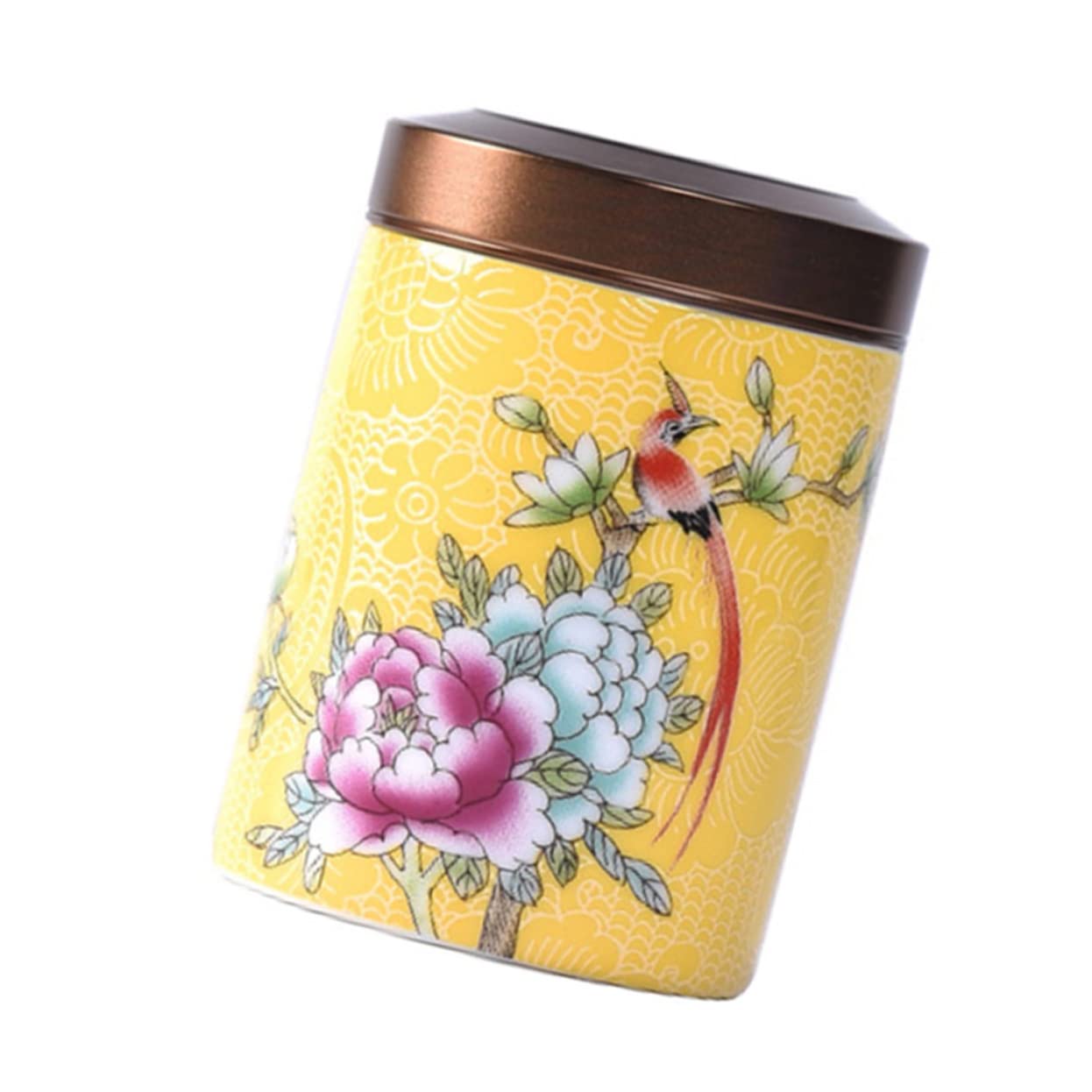 FUNNETOYU Emaille Teedose Gelb - 68ml Keramik Aufbewahrungsdose Für Tee & Süßigkeiten