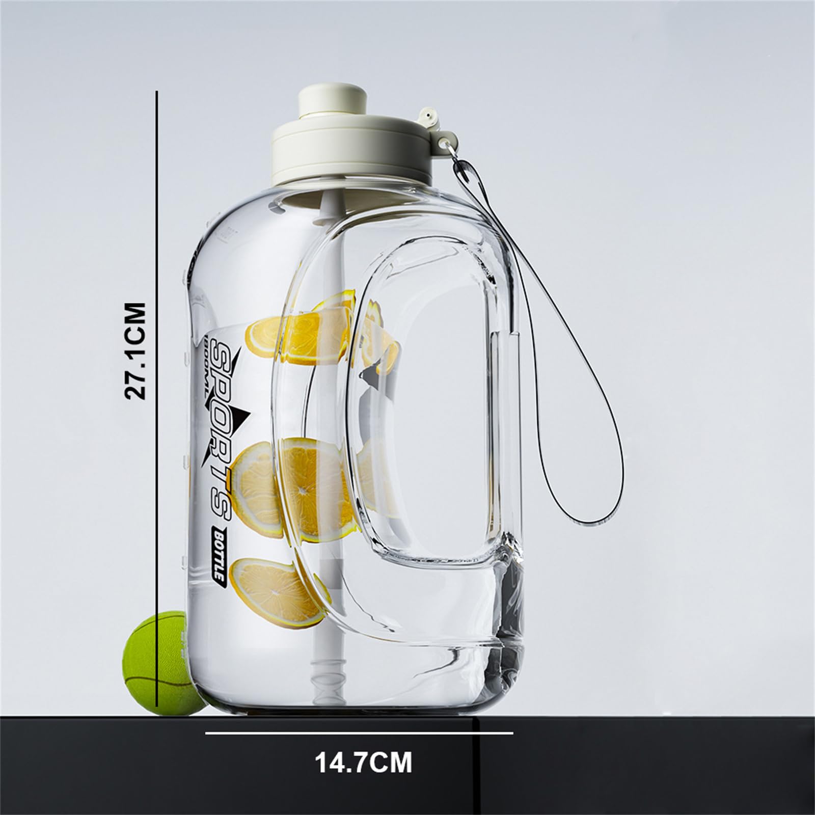 Tempi di Borraccia Sportiva da Bere,Maniglia per Brocca d'Acqua Riutilizzabile A Prova di Perdite,Borraccia Sportiva Senza BPA, per Palestra, Allenamento, Scursionismo,Nero,2800ml