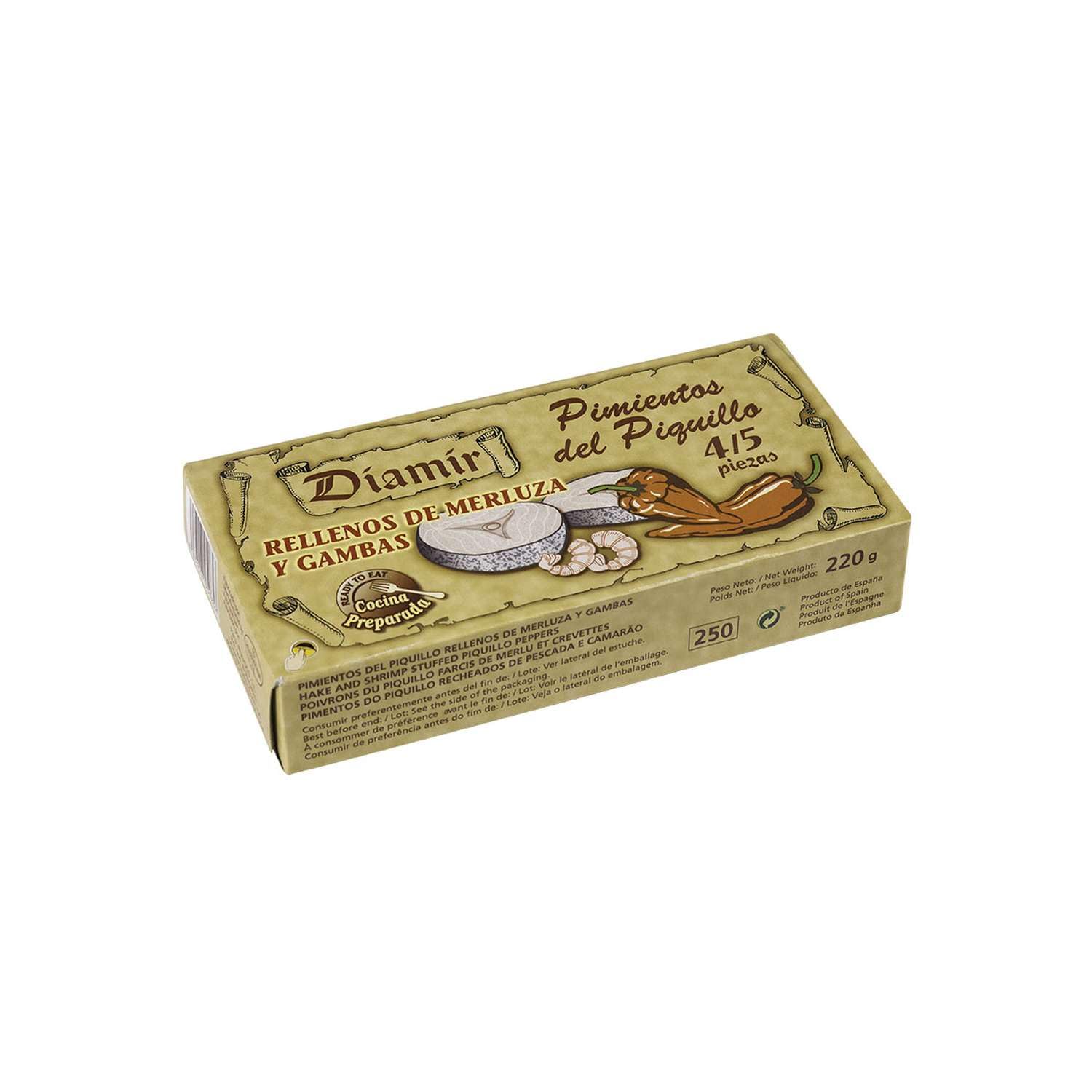 Lot 12x Poivron/piquillo farci merlu crevette - Boîte 220g