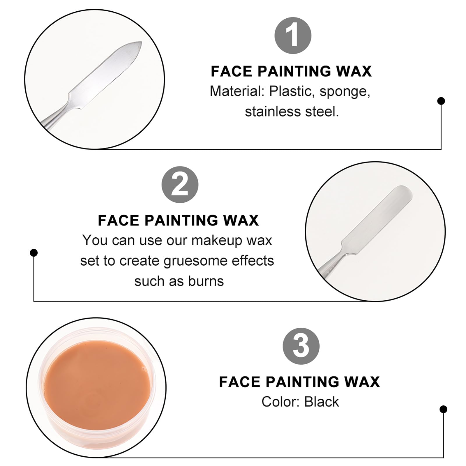 VALICLUD Kit de Maquillaje para Efectos de Cera para Cicatrices y Sangre de Costra Falsa Herramientas de Plástico y Acero Inoxidable Obsequios en Halloween y Festivales