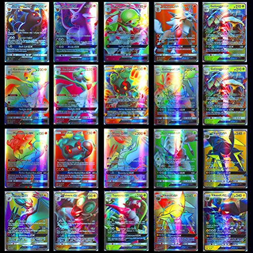 Xiaoxingyun 120 Assorted Pokemon Cards - 115 GX and 5 Mega Pokemon Cards, Pokemon Trading Card Game Cartoon Cards for Children, Includes Paper Box