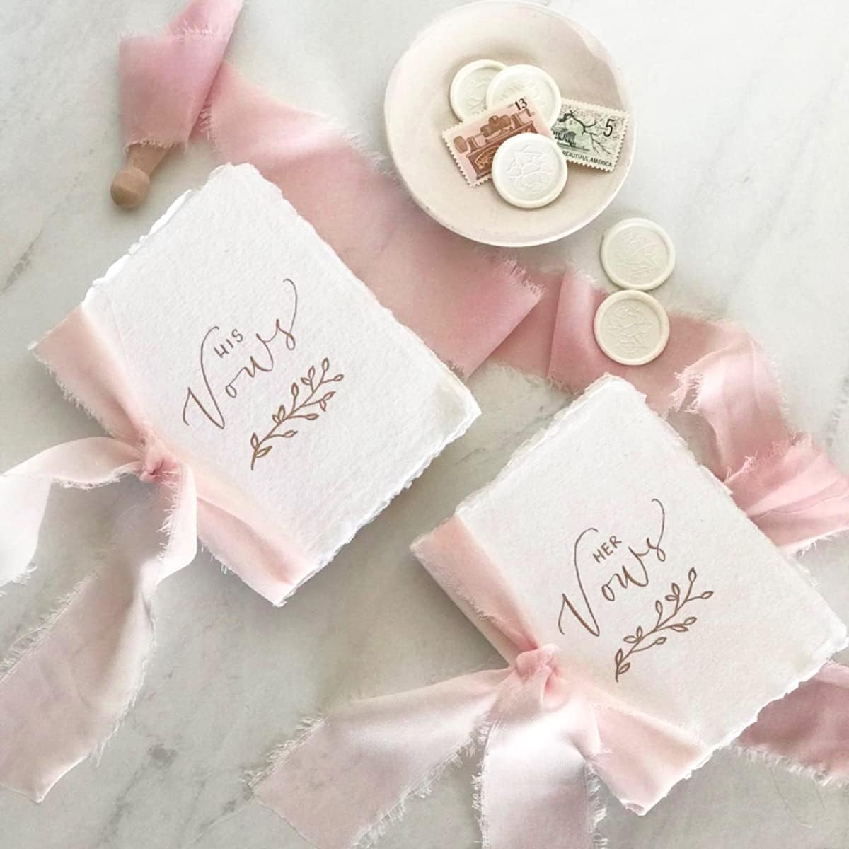 Blush Pink Chiffon Ribbon 3 Rolls Frayed Chiffon Silk Ribbons for Bouquets, Wedding, Gift Wrapping 2" x 5.5 Yd