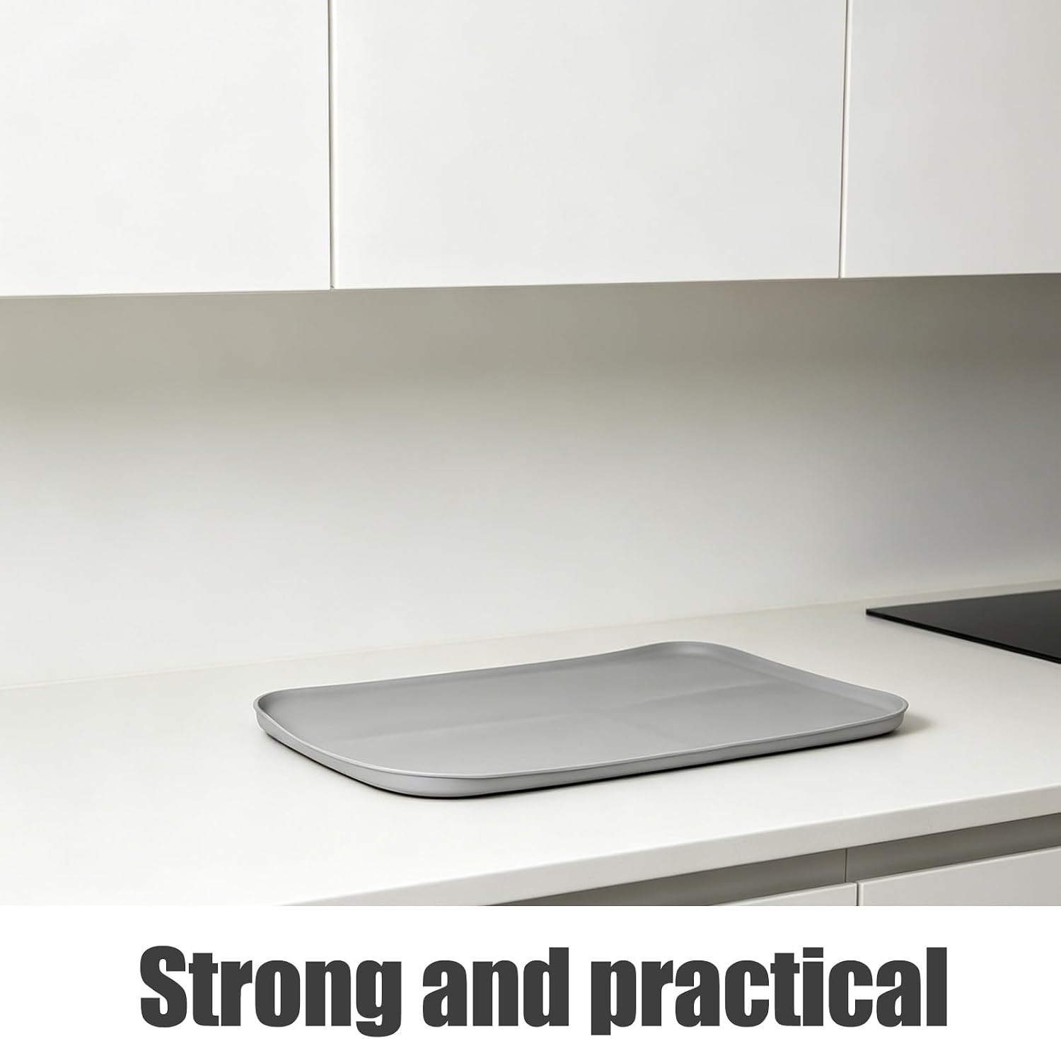 Ice Maker Mat - 24" x 16" Silicone Drip Pan for Ice Machine Coffee Maker - Table Protection Pad for Countertop with Raised Edge - Non-Slip & Waterproof Grey