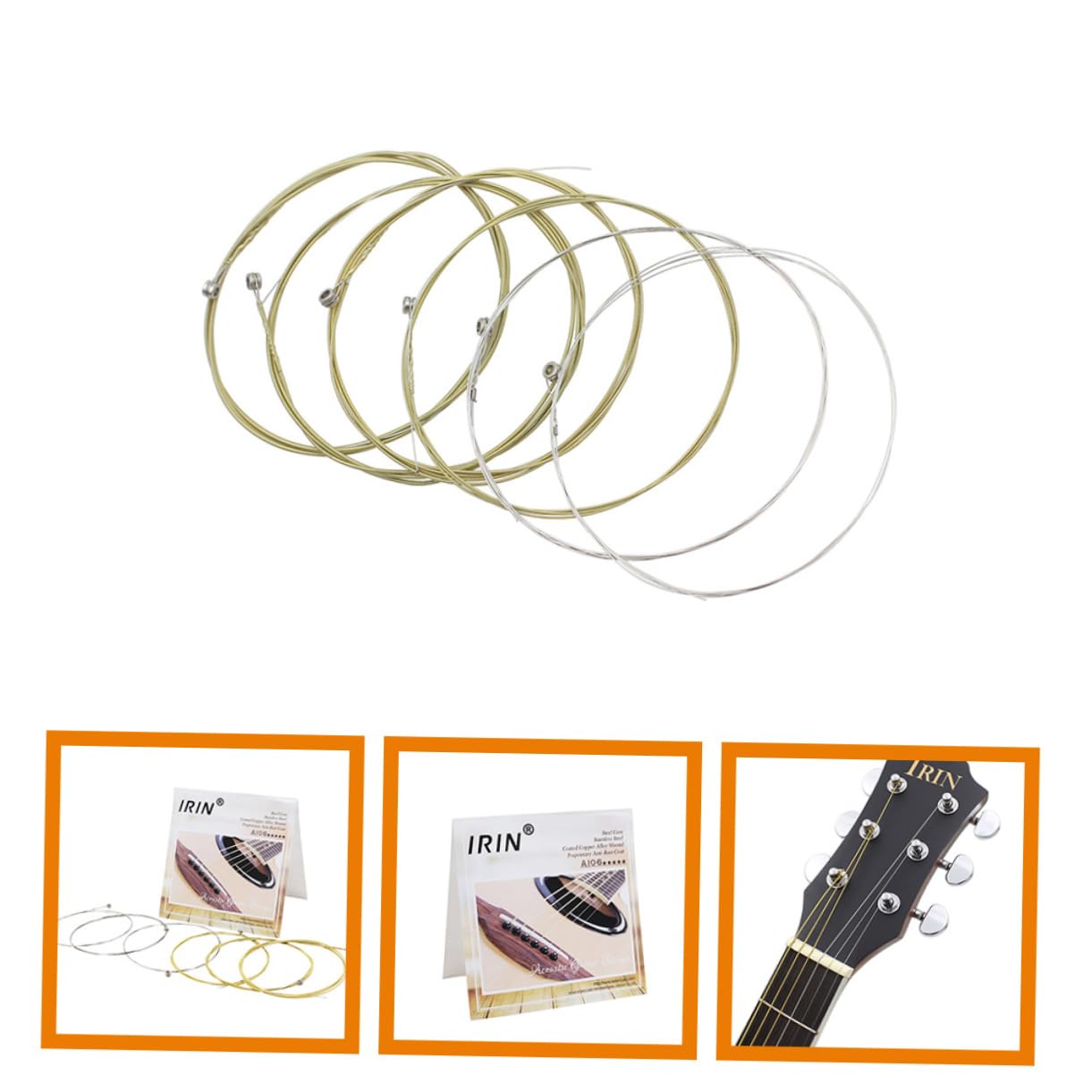 OFFSCH Guitar Strings Phosphor Bronze 6 Pack Folk Guitar Accessory Rich Resonance