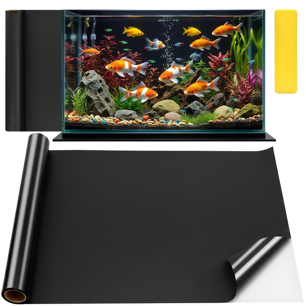 50 x 400 cm, sfondo nero per acquario, autoadesivo, adesivo statico per acquario, decorazione adesiva per acquario, poster da ritagliare