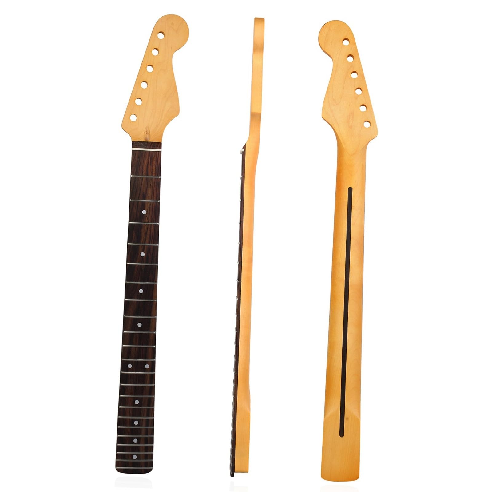 DIY Guitar Necks Matte Yellow 22 Fret Maple Neck Rosewood Fingerboard For ST Electric Guitar With Back Center Line