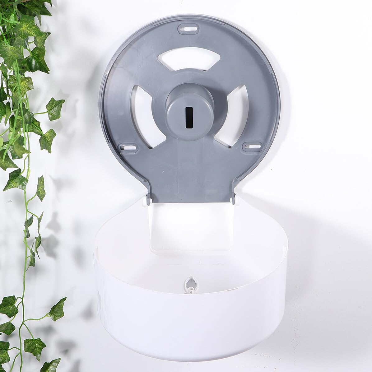 Dispenser Igienica Muro Bianco in Rotondo Carta Abs | Finestra Livello Carta, Dotato di Chiave, per Casa e Toilette, Stile Rotondo, Accessorio da Parete