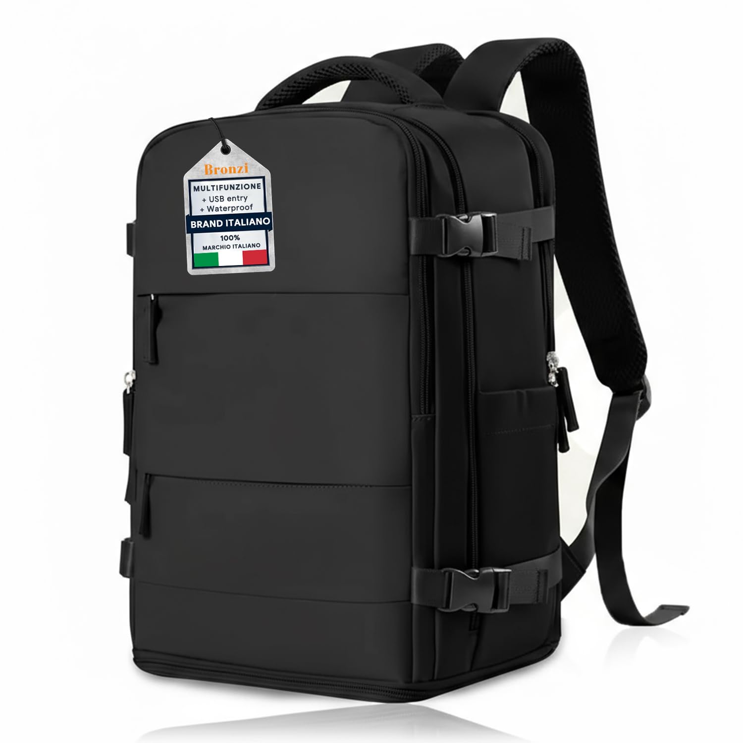 Bronzi® Zaino Ryanair compatibile 40x20x25 Zaino da Viaggio Aereo Bagaglio a Mano compatibile Ryanair | Wizzair 20L Piccolo Borsa da Cabina per Voli Borsa da Viaggio Aereo Zaini Casual Porta PC,Nero