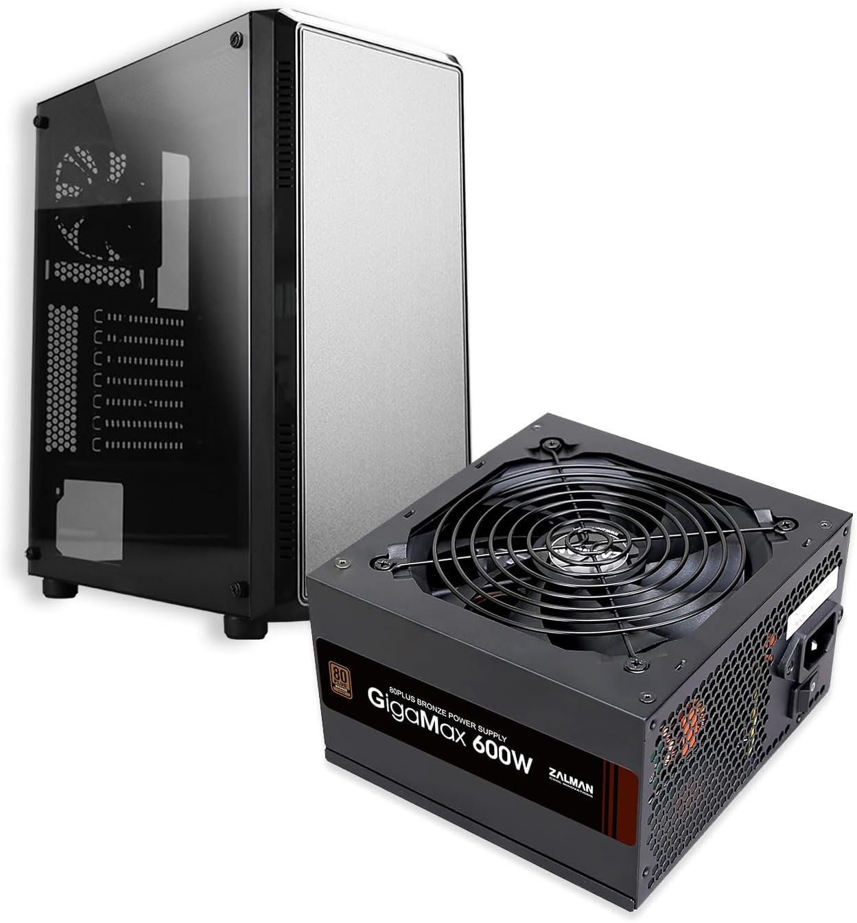 Zalman S4 ATX Mid Tower Desktop PC Case + 600W 80 Plus Bronze Power Supply ATX PSU