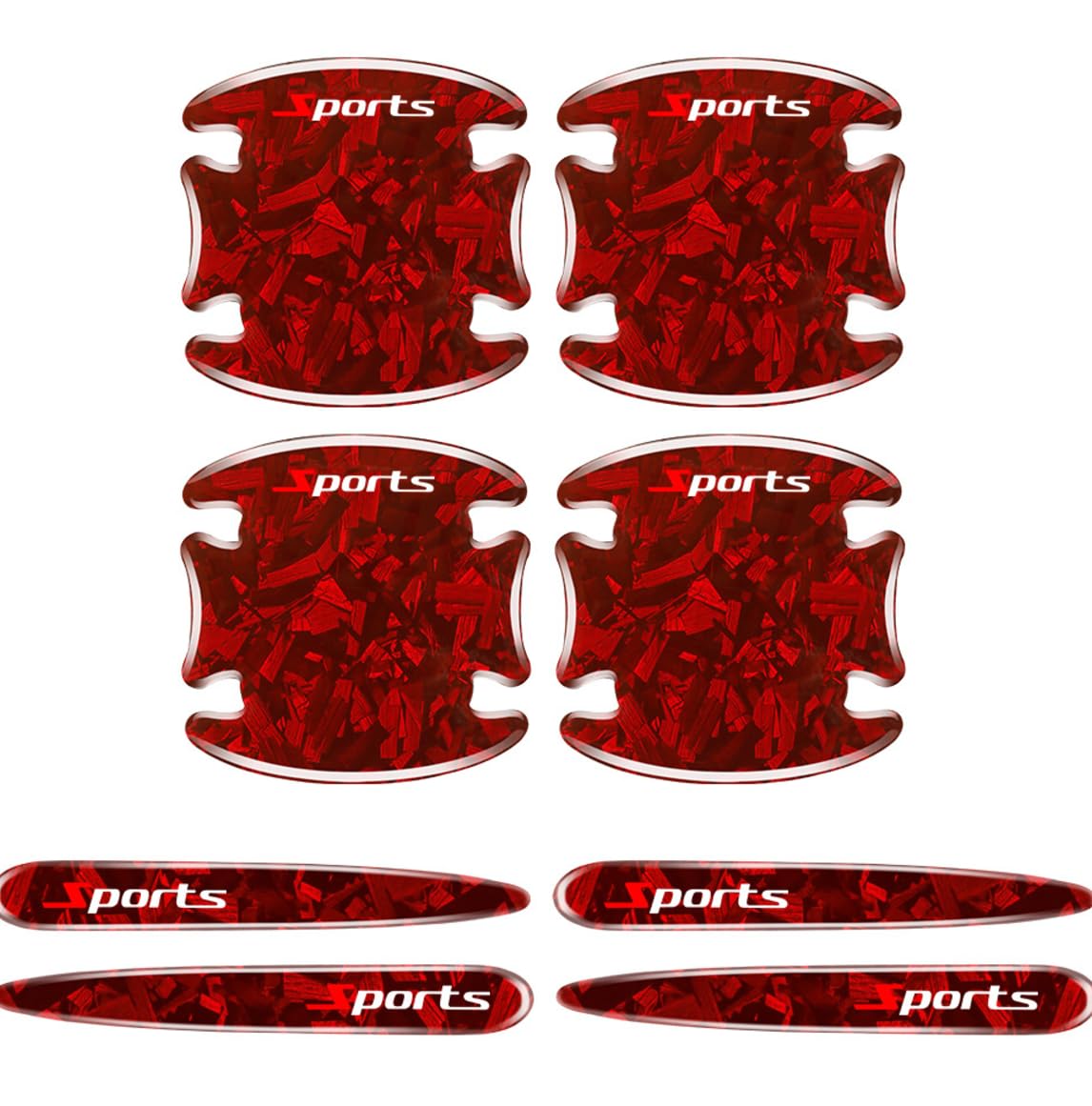 HYLLYP 8pcs Car Door Handle Protector for Ligier JS50 Hatchback 3 Porte 2010-2025, Door Bowl Guard Sporty Sticker Forged Carbon Fiber Epoxy Anti Scratch Protection,Red