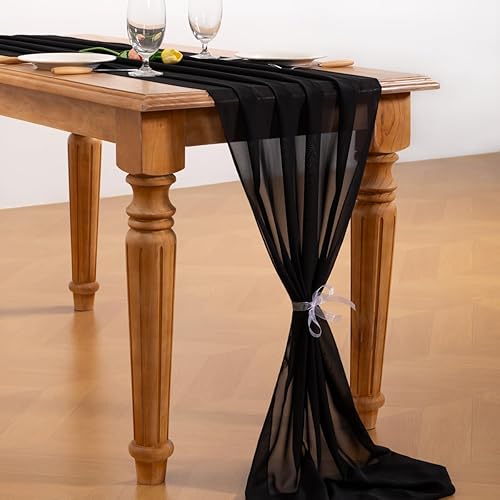 Miniatura 4 de Mixsuperstore - Camino de mesa de gasa, 29 x 120 pulgadas, romántico camino de boda, decoración para fiesta de novia