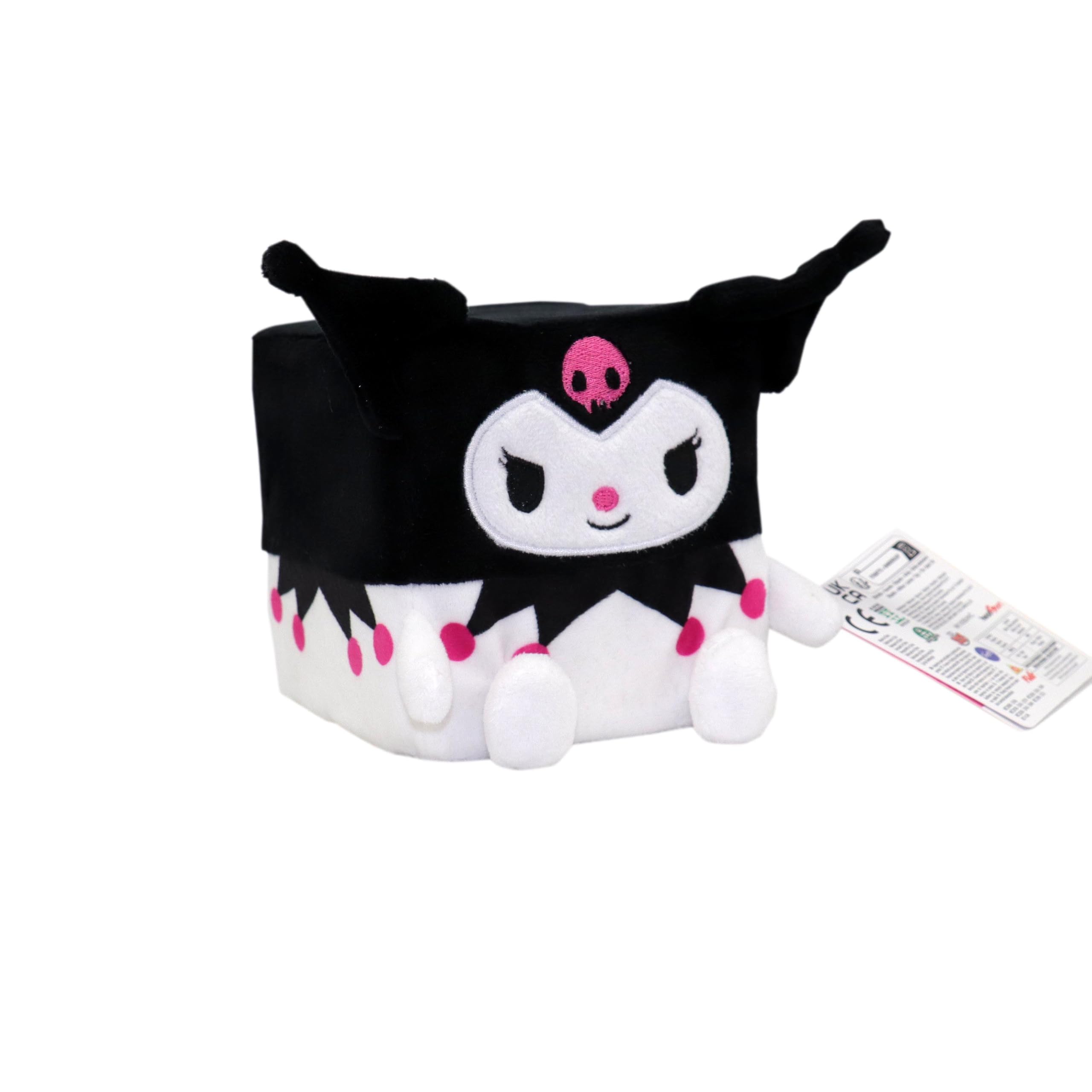 Hello Kitty Cubeez Kuromi 10cm – Perfectly Cubed Plush Toy for Stacking and Displaying, Soft Memory Foam for a Squishy Feel, Fans and Collectors