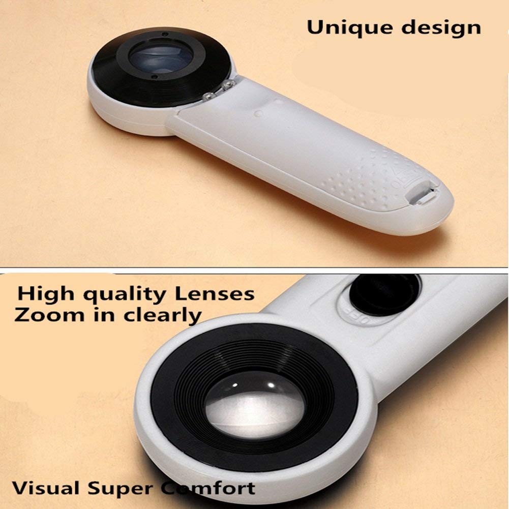 Lupas de Mano con luz LED, Lupa portátil de iluminación pequeña, Lente óptica HD 40X para identificación, inspección y Mantenimiento de Monedas Wenwan