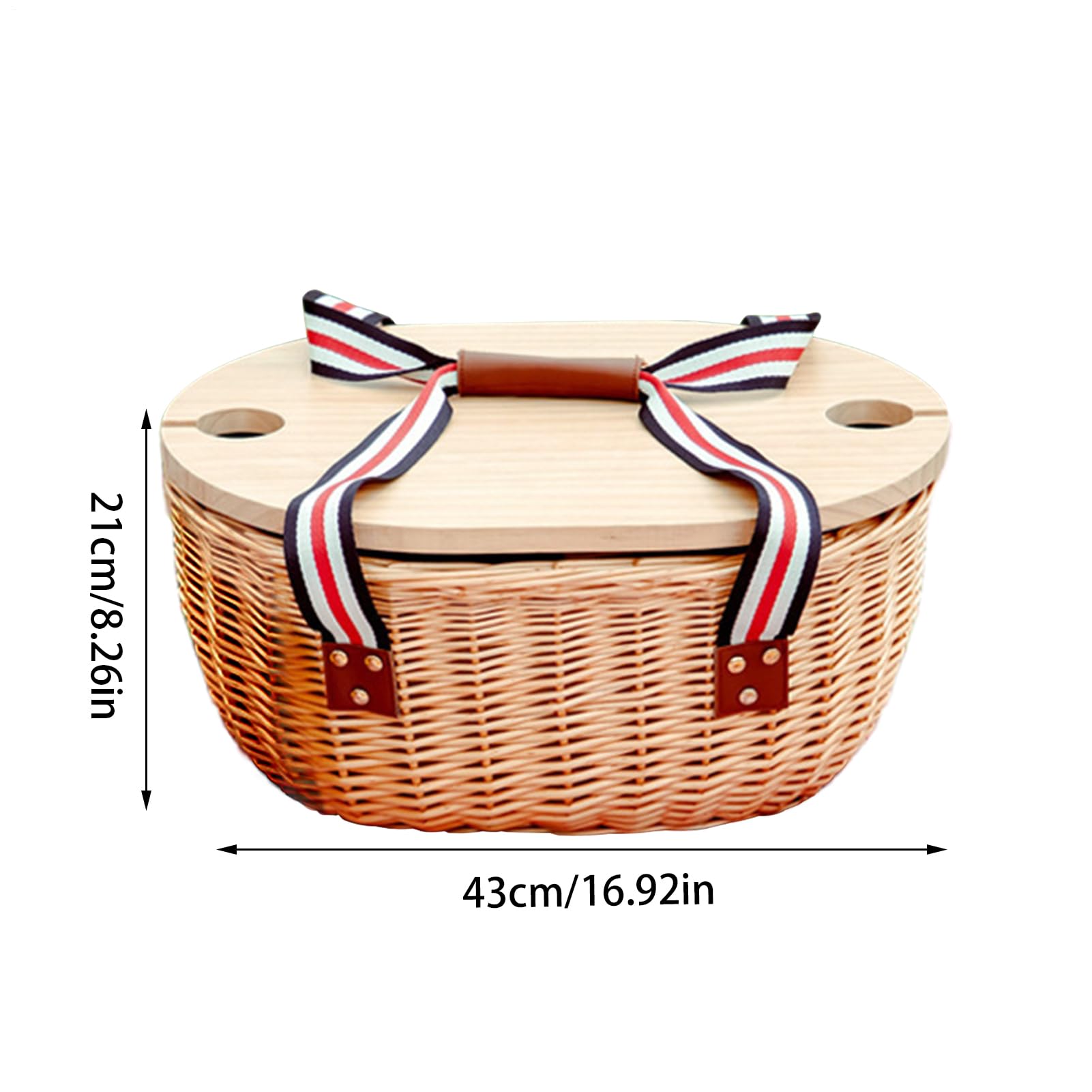 Cestino Da Picnic per 2 Persone,Cestino Portatile Con Coperchio E Maniglia - Accessori All'aperto Per Viaggi Mercato Coppia Famiglia Festival