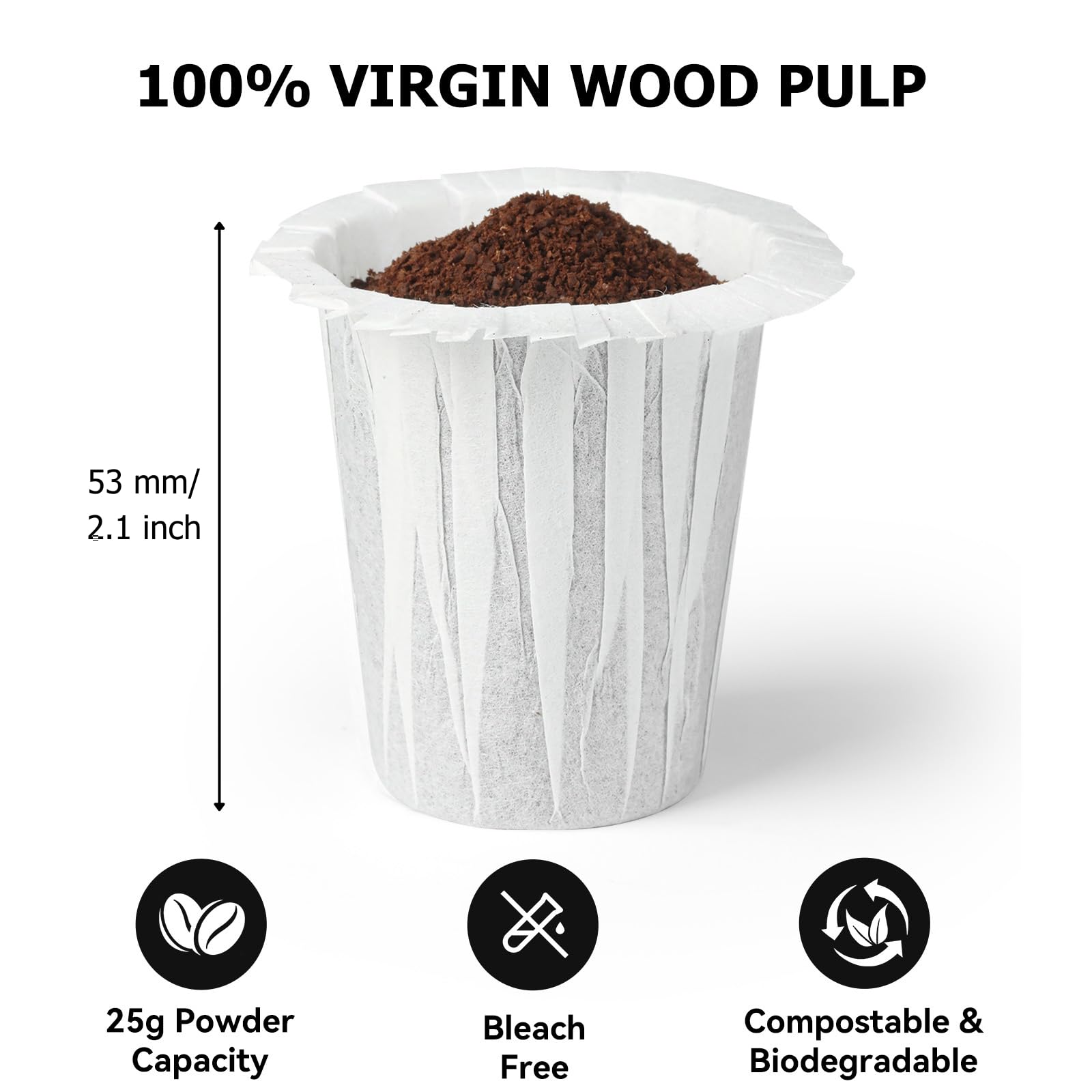 Fanativita Filtros de café desechables para tazas de filtro reutilizables K-Carafe para Keurig (blanco, 100 unidades)