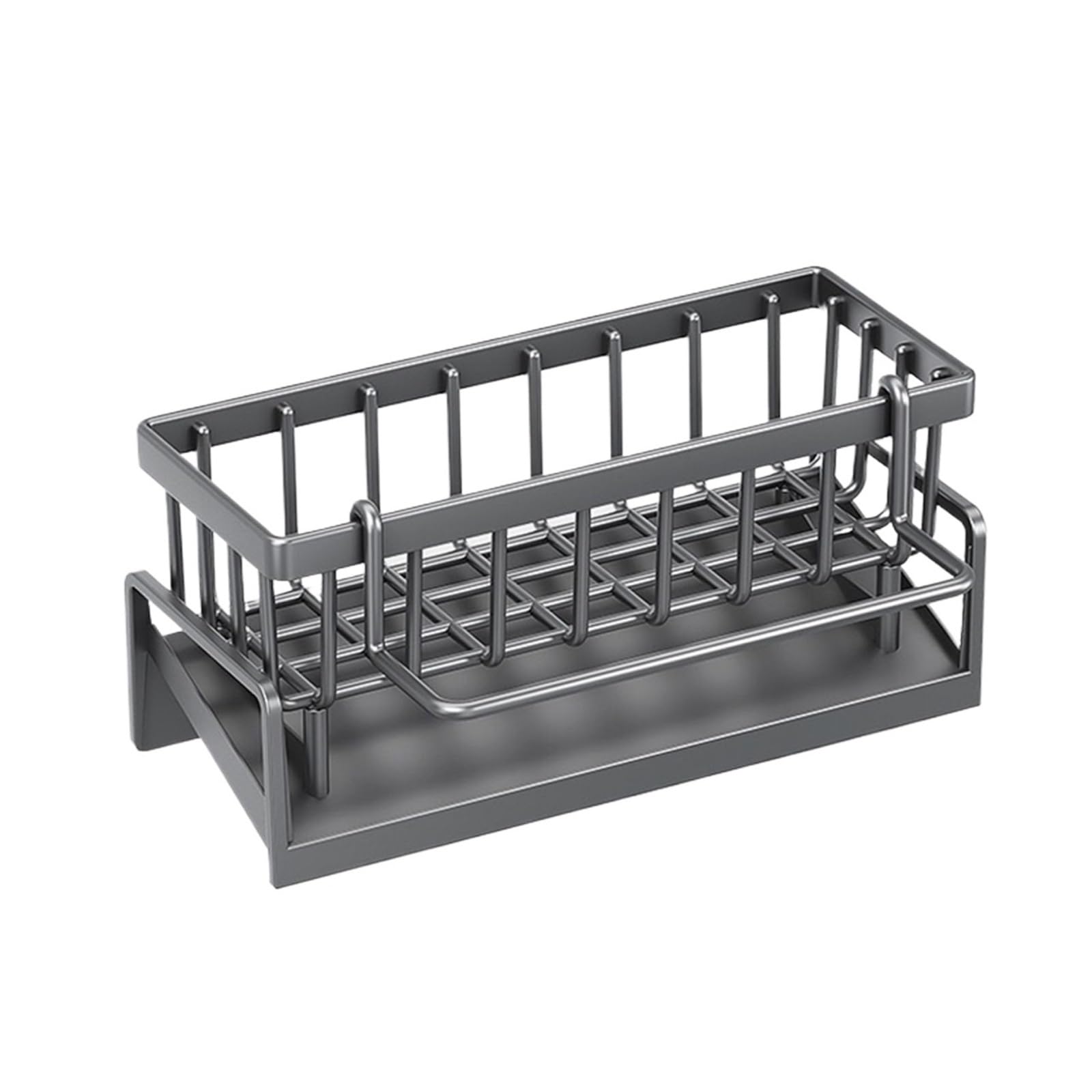 DSFVERVD Drain rack Kitchen Sink Organizer Countertop Rack Multifunctional Sponge/Cleaning Cloth/Brush Holder Drain Dish Soap Storage(GRAY)