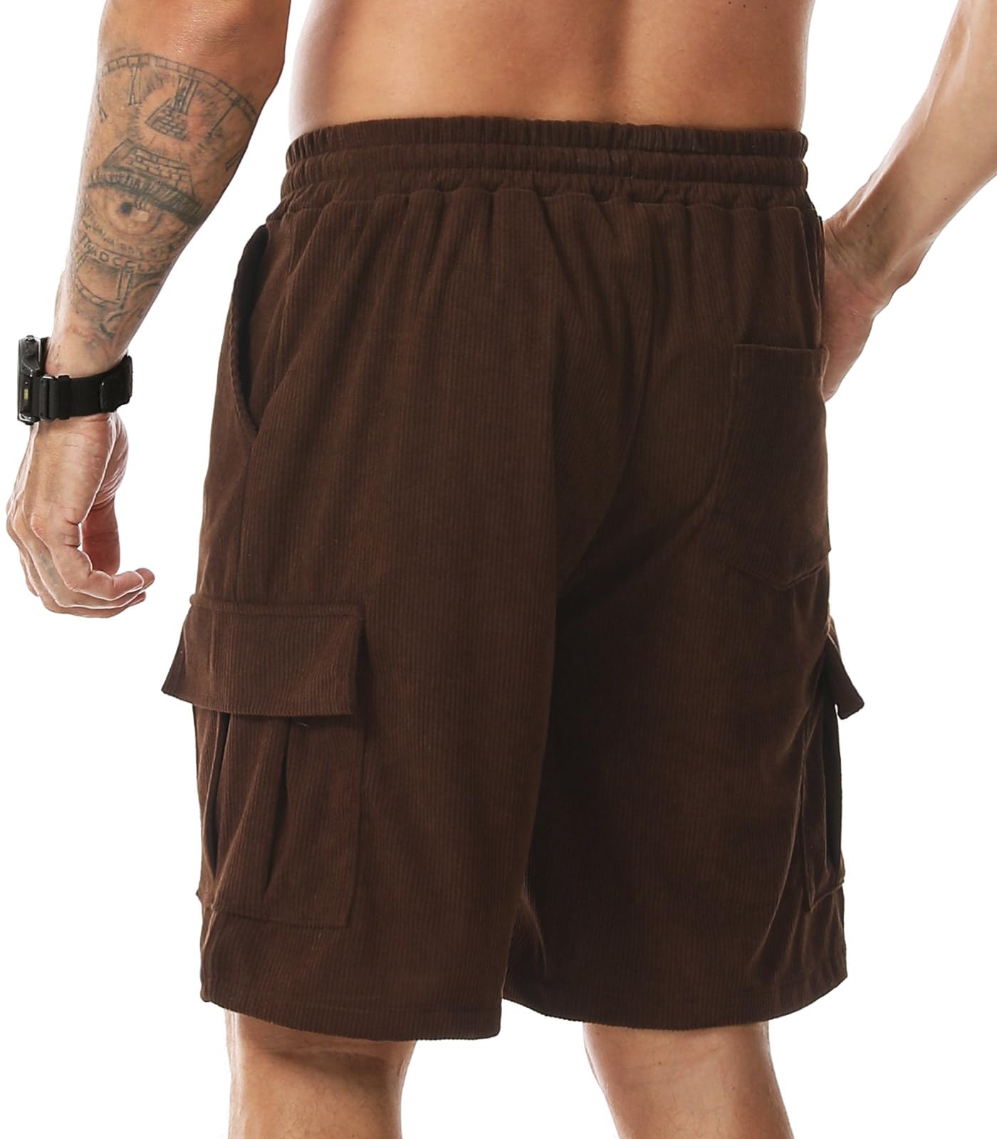 Comilaka Pantaloncini Cargo Uomo Shorts Estivi con Tasche Velluto a Coste Casual Pantaloni Corti Coulisse Vita Elasticizzata
