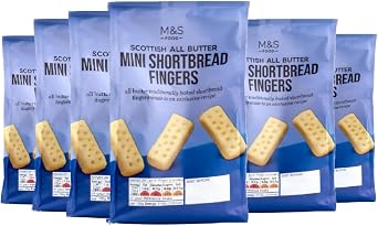 M&S All Butter Scottish Mini Shortbread Fingers, Traditional Shortbread Biscuits, Vegetarian - 125g 6 Pack