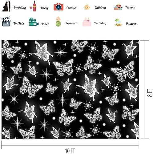 Miniatura 8 de VIDMOT Fondo de principios de los años 2000 mariposa negra con purpurina fondos de fotografía de fiesta de la vieja escuela 2000 decoración de