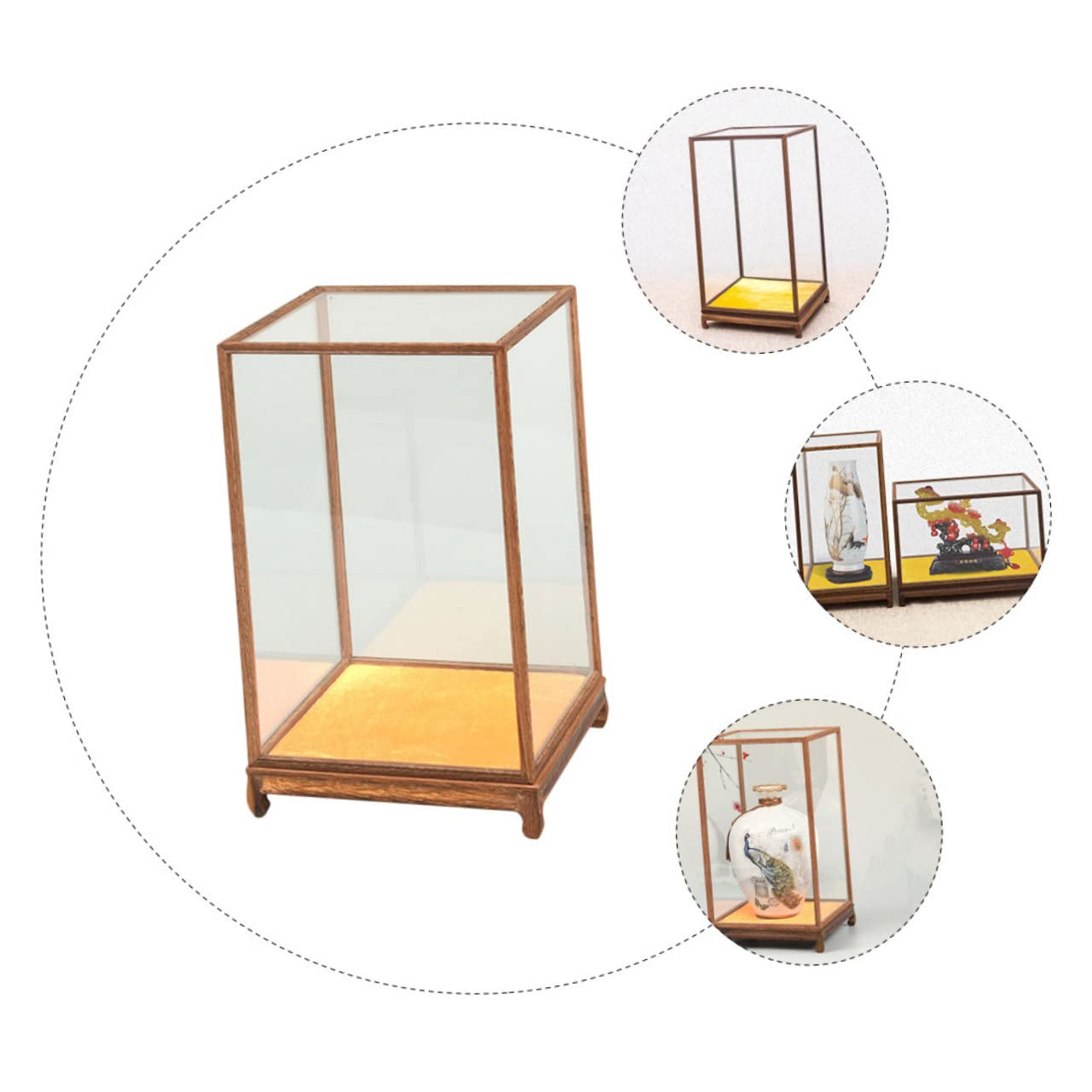 Ciieeo Vitrina Caja de Exhibición Transparente de Vidrio para Figuras y Adornos Organizador Decorativo para Buda y Coleccionables Adecuada para Salón y Entrada Tamaño 12X12X17 Cm Multifuncional