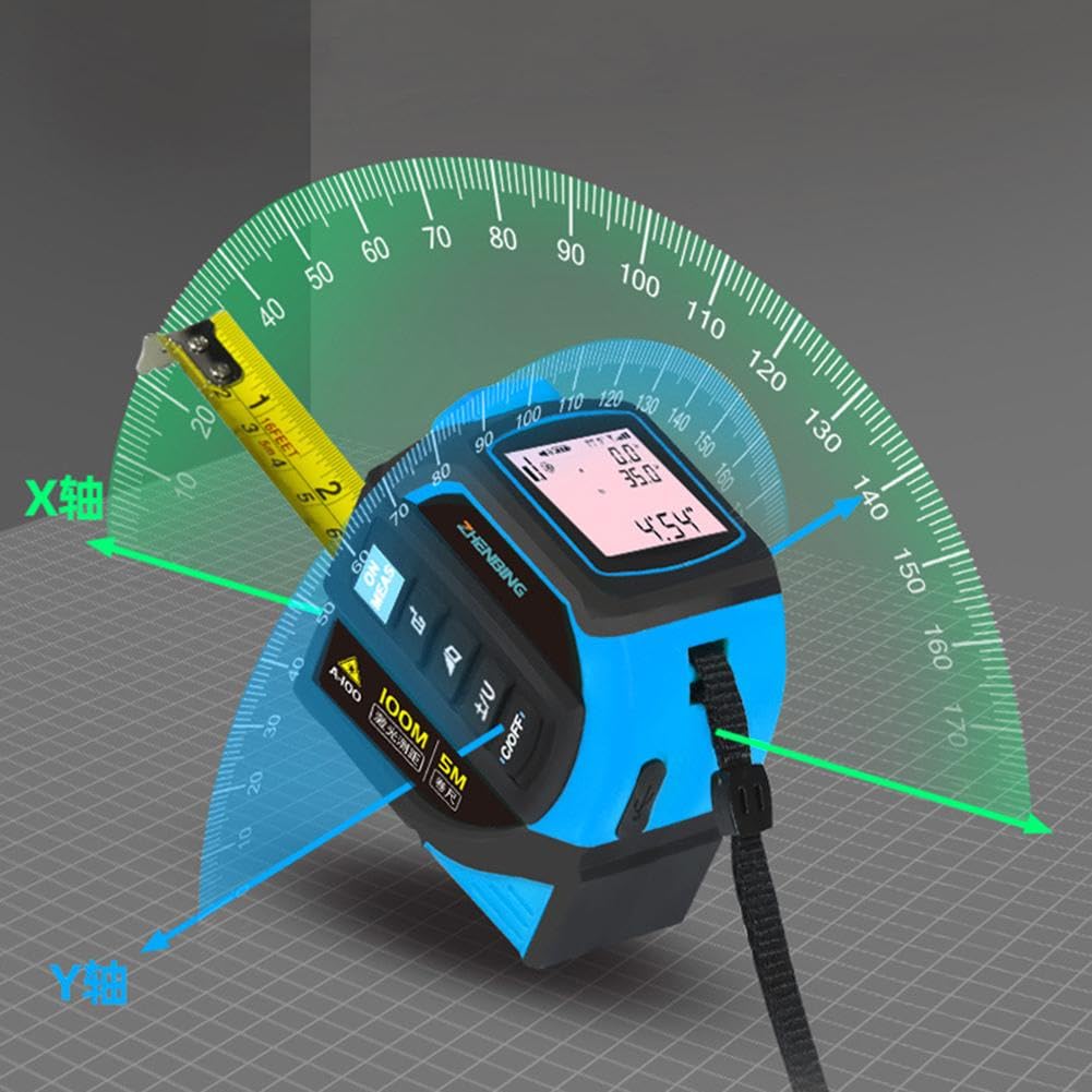 Mètre ruban 4 en 1 avec réticule de niveau, écran LCD rétroéclairé, haute précision ± 2 mm, rechargeable, pour bricolage et construction, mesure 40/60/80/100 m