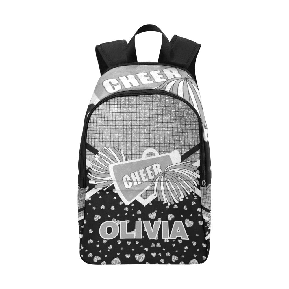 CUXWEOT Personalized Cheer Cheerleader Grey Print Backpack with Name Custom Travel Daypack Bag for Man Woman Gifts