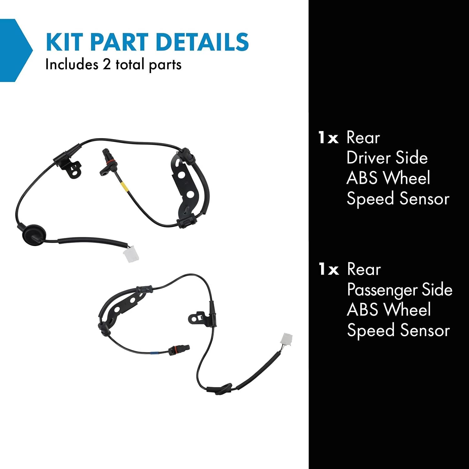 TRQ Rear ABS Wheel Speed Sensor Set Compatible with 2011-2014 Hyundai Sonata