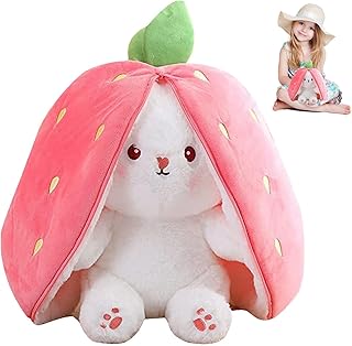 Coelho em morango cenoura – boneca pelúcia coelhinho páscoa pelúcia – Almofada pelúcia coelho macio reversível para meninos e meninas decoração brinquedo presente pelúcia Littryee