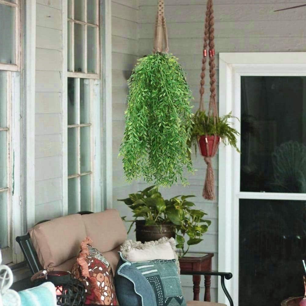 Artificial Hanging Vine, Weeping Willow Plastic Plants Greenery Leaves Fake Plant Faux Ivy Garland UV Resistant for Indoor Outdoor Garden Door Wall Baskets Wedding Party Table Decor Decoration - 6 Pcs - Image 7