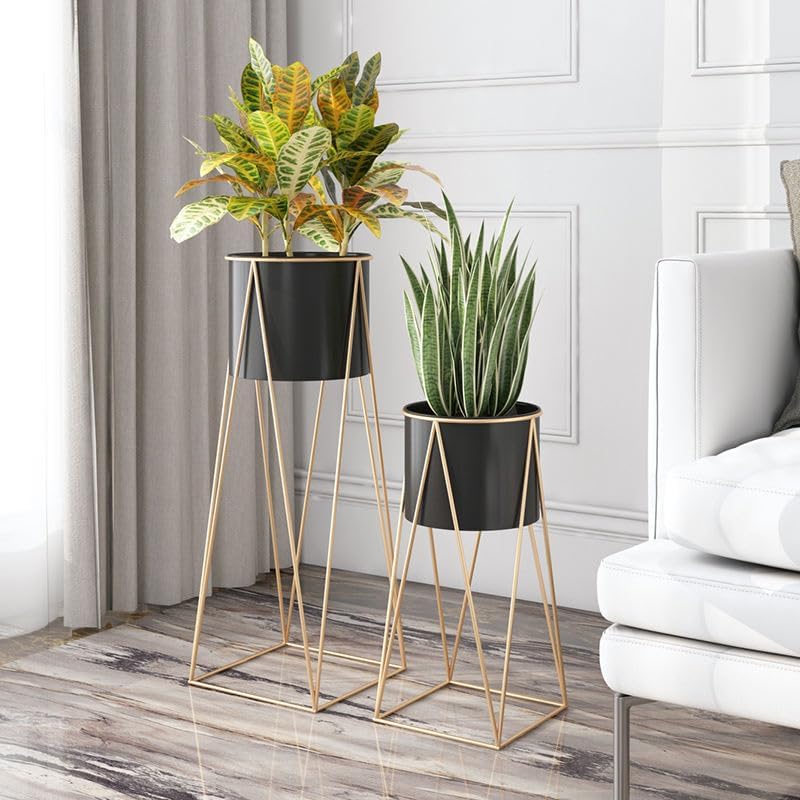 Creation House Modern Metal Planter Stand And Pot Tall Indoor Planter Stand Set Of 2 Black Planter For Home, Garden, Living Room, Hotel Decoration Size:20,15 Inches. (B0CSF5B339) Amazon Price History, Amazon Price Tracker