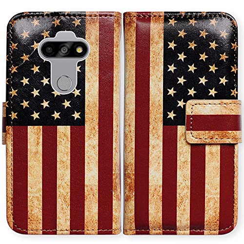 Bcov Case for LG Aristo 5/LG K31, Retro American Flag Leather Flip Case Wallet Cover with Card Slot Holder Kickstand for LG Aristo 5+/LG Fortune 3/LG Risio 4/Phoenix 5/ LG K8X/Tribute Monarch